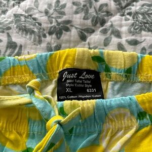 Just Love Aqua and Yellow Cropped Pajama Pants with a Lemon Design
